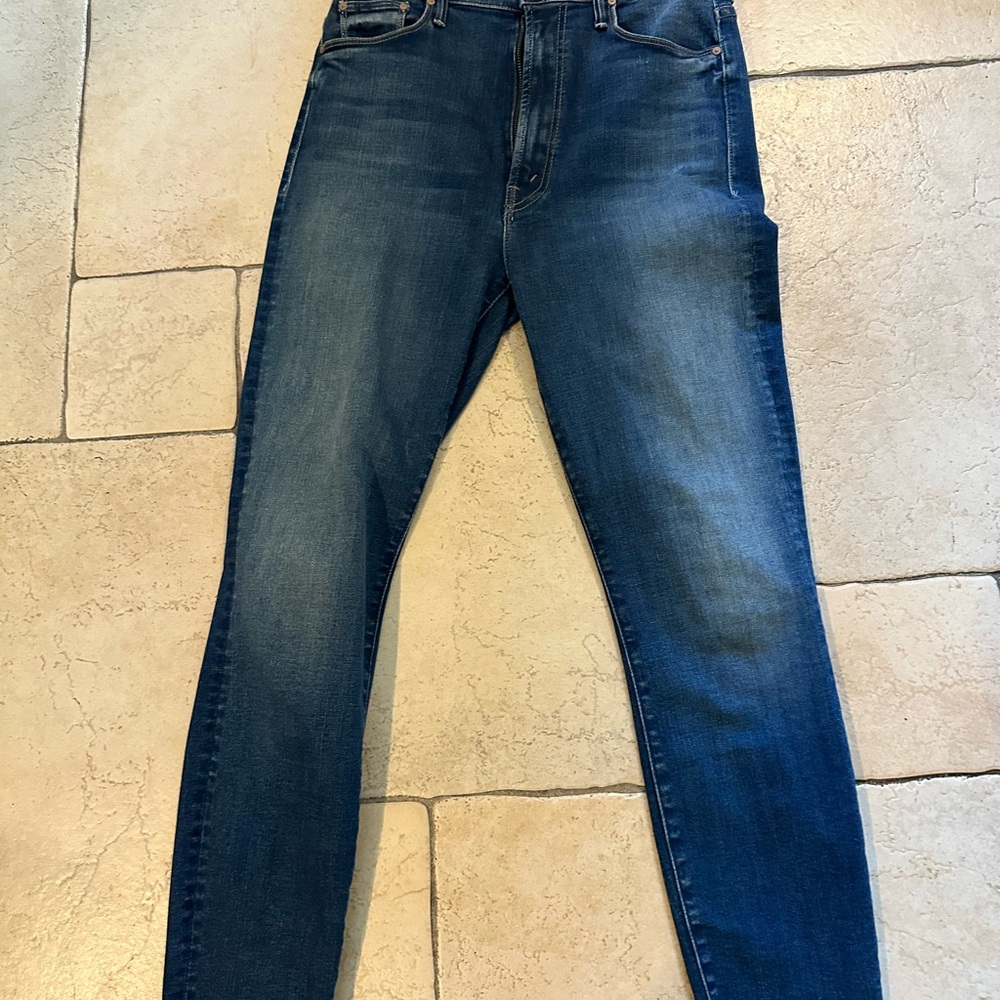 MOTHER denim high waisted ankle fray in high fidelity